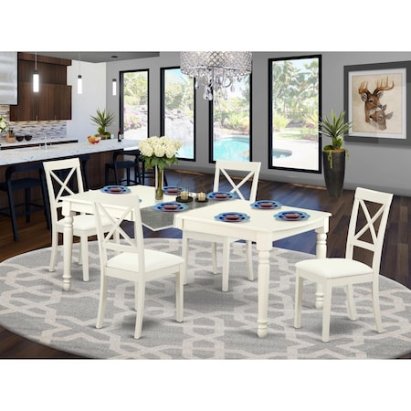 East West Furniture 5 Piece Dover Dining Table Set - Linen White DOBO5-LWH-LC
